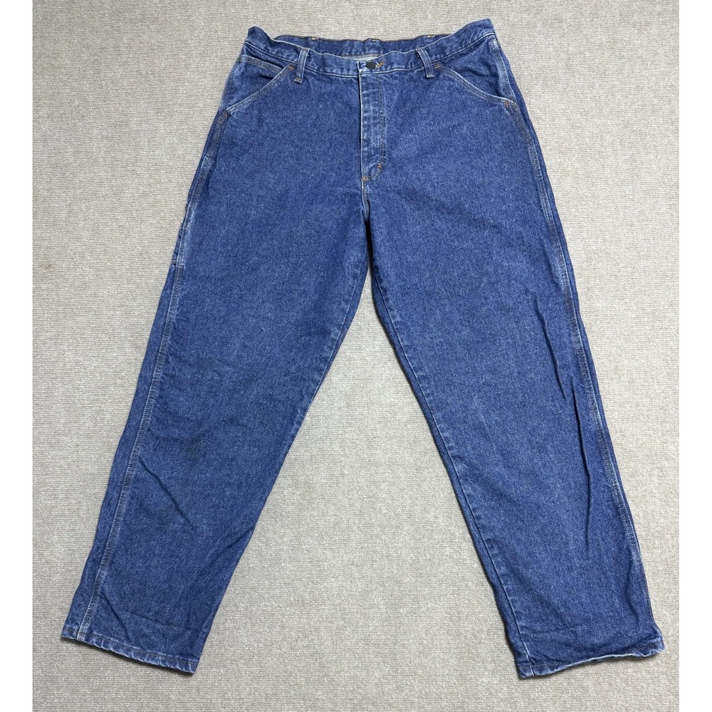 Wrangler FR Jeans Mens 36x32 Blue Flame Resistant Workwear Utility Pockets Denim